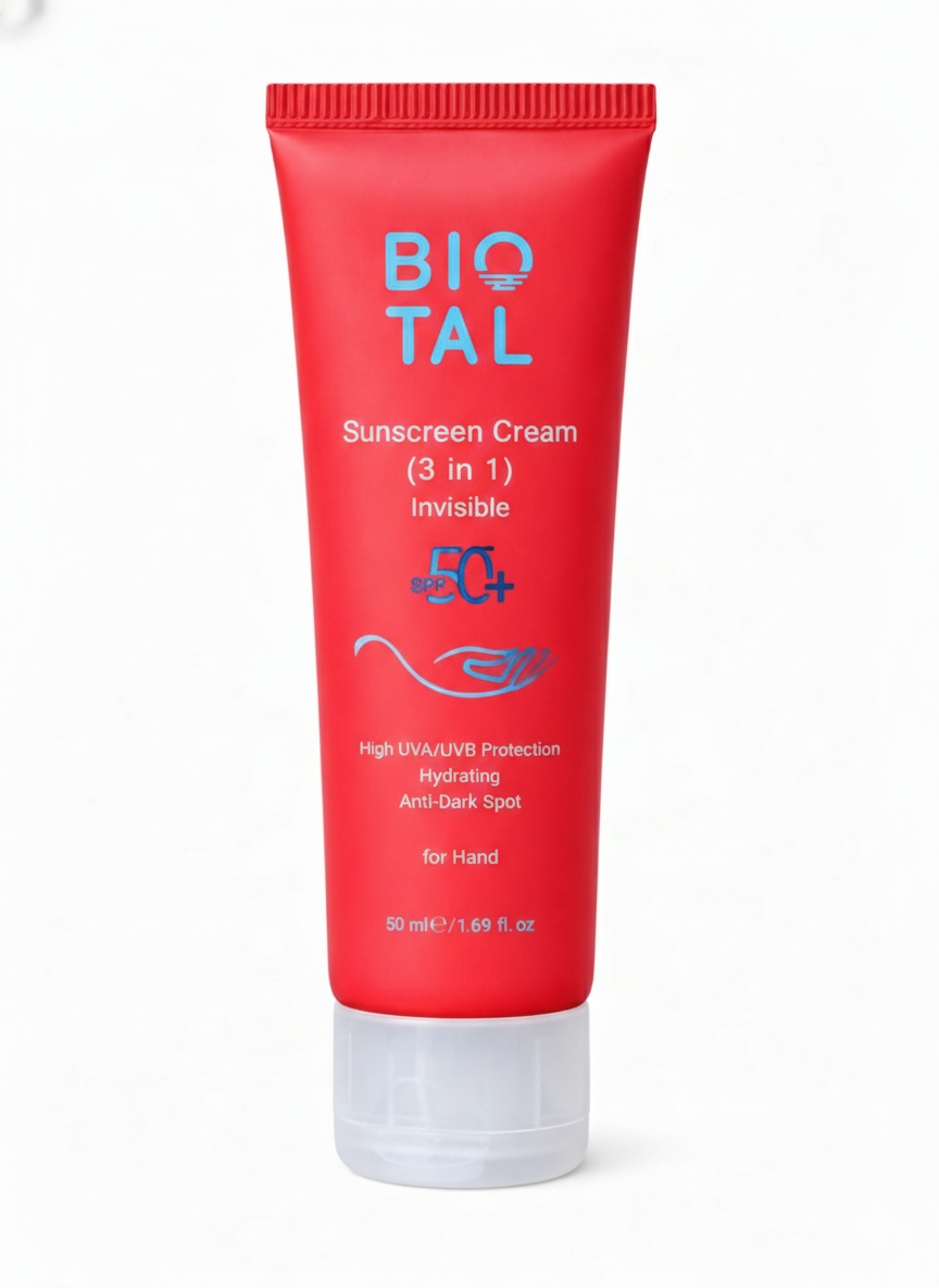 کرم ضد آفتاب دست بیوتال SPF50+ بی رنگ | ویتامین E و ضد لک